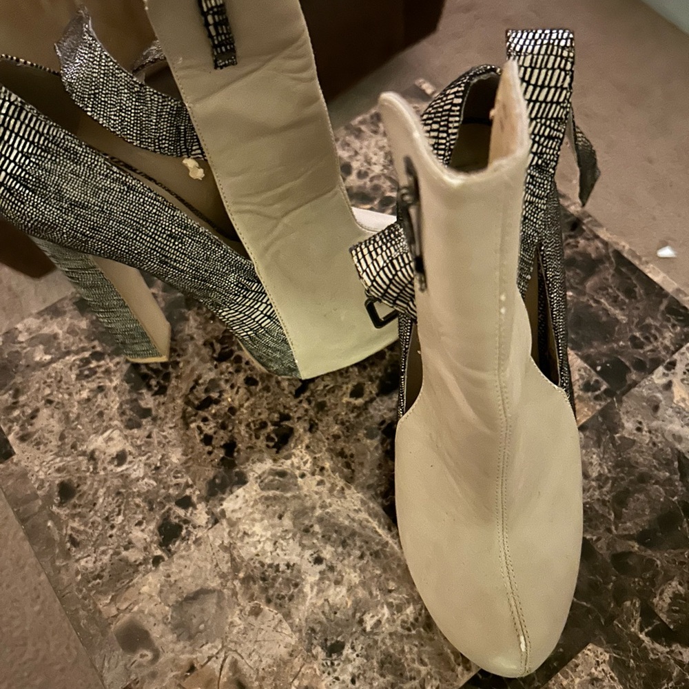 Elegant Cream and Black Women's Heels